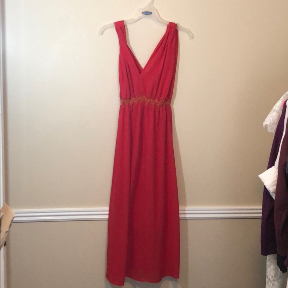 Red midi dress